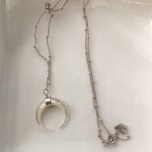 James Michelle STERLING SILVER Pearl Crescent + satellite chain